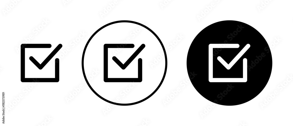 Checkbox icons set in black filled and outlined style Checkbox icons set in black filled and outlined style