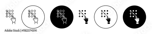 Code lock icons collection in black and blue colors