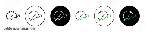 Continuous improvement icons set in black filled and outlined style