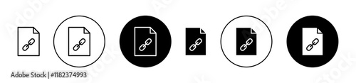 Document link icons set in black filled and outlined style