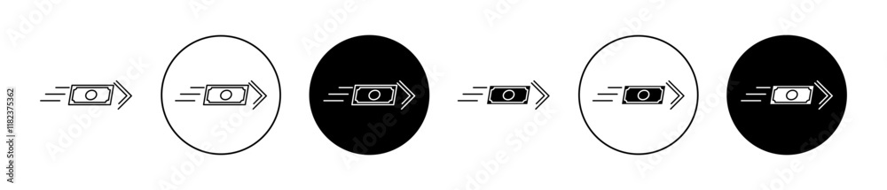 Fast pay icons set in black filled and outlined style Fast pay icons set in black filled and outlined style