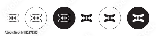False jaw icons set in black filled and outlined style