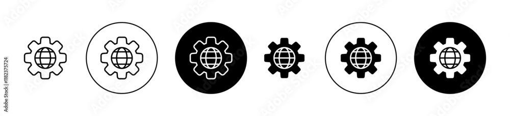Globalization icons set in black filled and outlined style Globalization icons set in black filled and outlined style