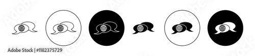 Global dialog icons set in black filled and outlined style