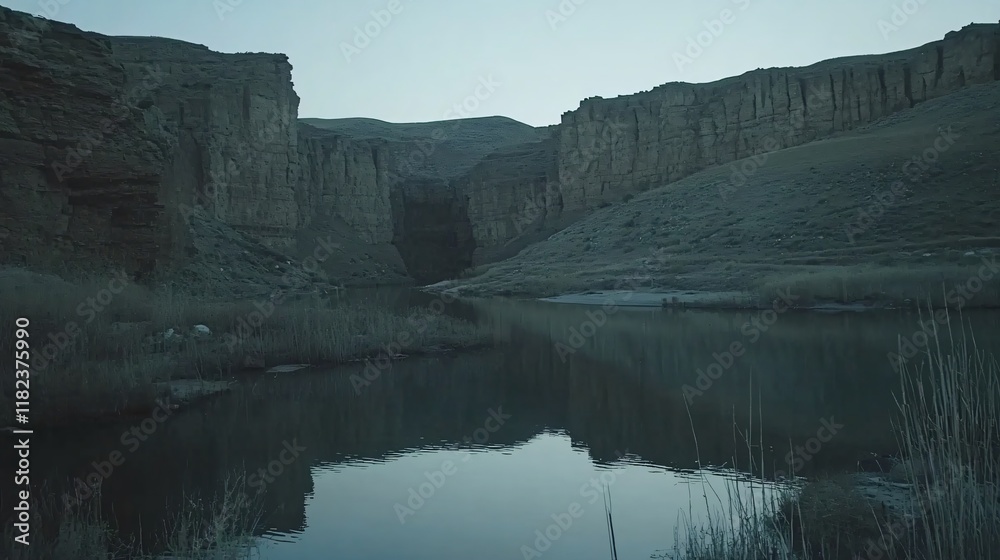 Serene Canyon River Landscape at Dusk AI Generated Image Serene Canyon River Landscape at Dusk AI Generated Image