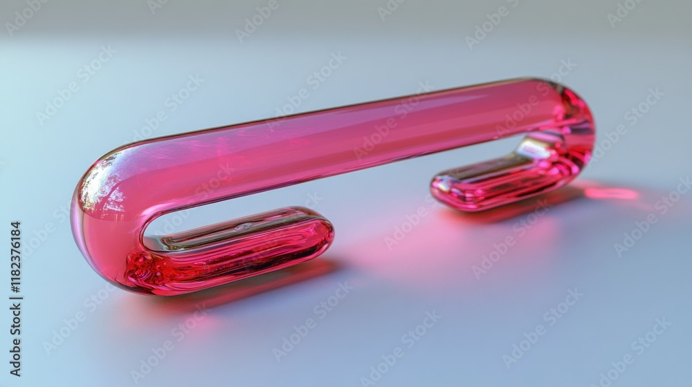 A sleek, pink glass object with rounded ends, possibly a decorative piece or paperweight. A sleek, pink glass object with rounded ends, possibly a decorative piece or paperweight.