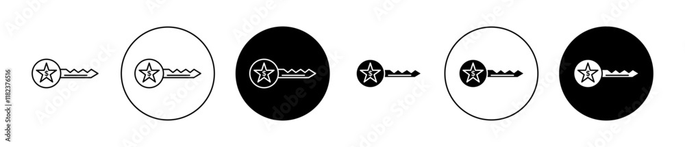 Key to success icons set in black filled and outlined style Key to success icons set in black filled and outlined style