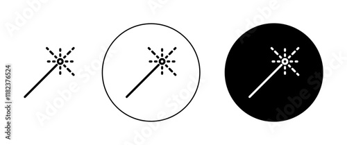 Laser beam icons set in black filled and stroke line style