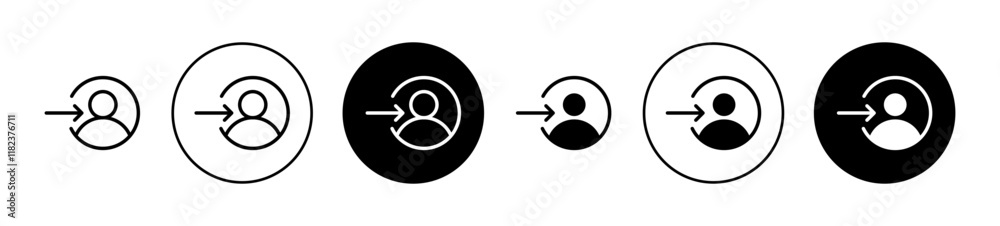 Login icons in black and blue set Login icons in black and blue set