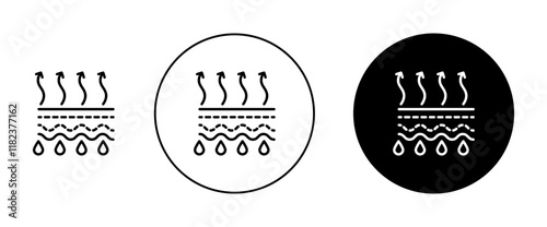 Moisture wicking icons set in black filled and outlined style