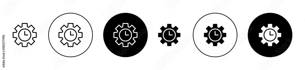 Productivity and efficiency icons set in black filled and outlined style Productivity and efficiency icons set in black filled and outlined style