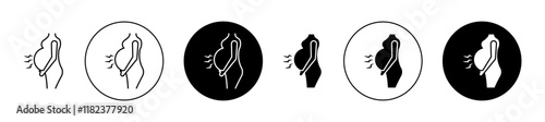 Pregnancy complications icons set in black filled and outlined style