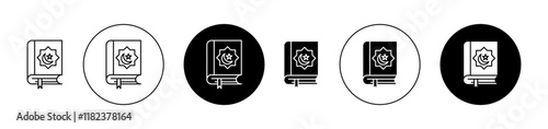 Quran book icons collection in black and blue colors