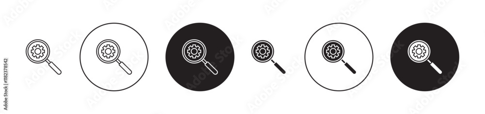 Search engine optimization icons set in black filled and stroke line style Search engine optimization icons set in black filled and stroke line style