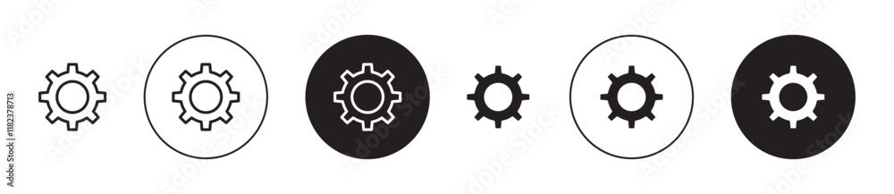 Settings icons vector pack in black and blue colors Settings icons vector pack in black and blue colors