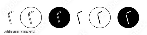 Stop using the plastic straw icons set in black filled and outlined style