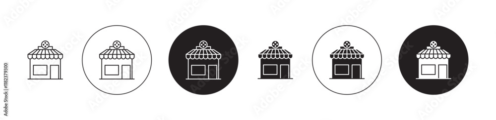 Tailor shop icons set in black filled and outlined style Tailor shop icons set in black filled and outlined style