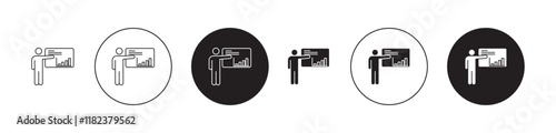 Training Icons vectors. black solid and liner versions