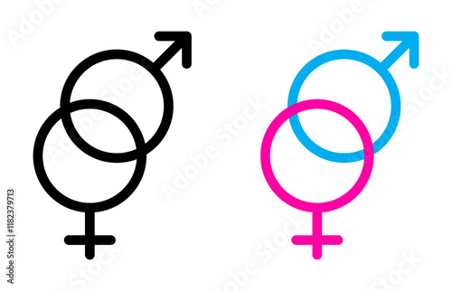 Unisex icons collection in black and blue colors