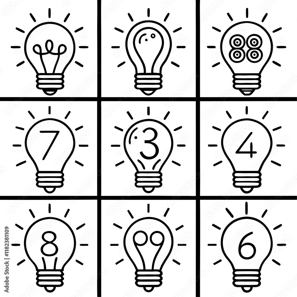 Light bulb outline icon set vector on white background
Light bulb outline icon set vector on white background