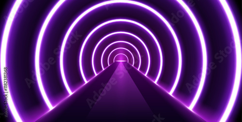 Geometric neon laser pathway. A series of neon laser lines create an abstract, geometric pathway leading into the unknown. This vector design uses glowing colors to suggest high-speed motion. 