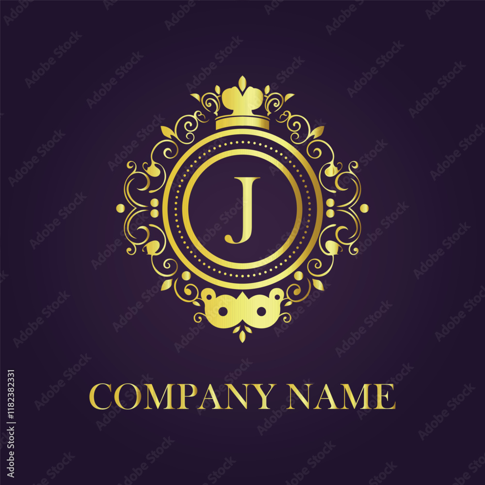 Naklejka premium Letter J luxury gold logo concept