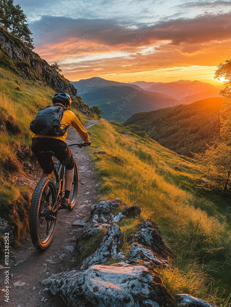 mountain biker on a ridge mountain biker on a ridge