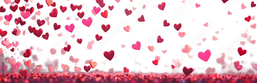Valentine background with hearts falling on transparent Valentine background with hearts falling on transparent