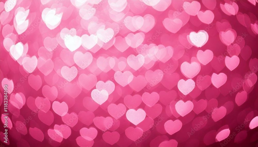pink background with hearts and bokeh