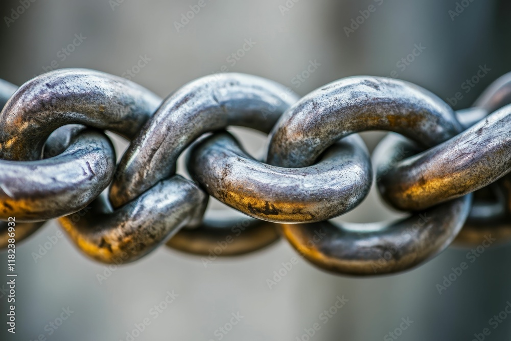 Close-up, weathered metal chain links. Close-up, weathered metal chain links.