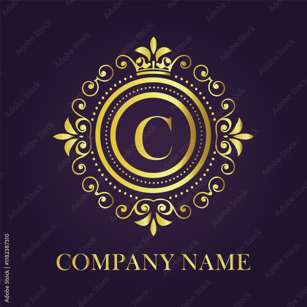Fototapeta premium Letter C luxury gold logo concept