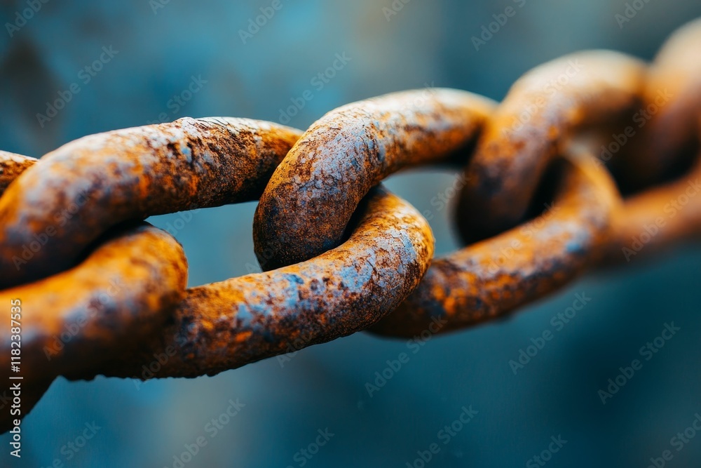 Rusty chain links, close-up detail, blurred background. Rusty chain links, close-up detail, blurred background.