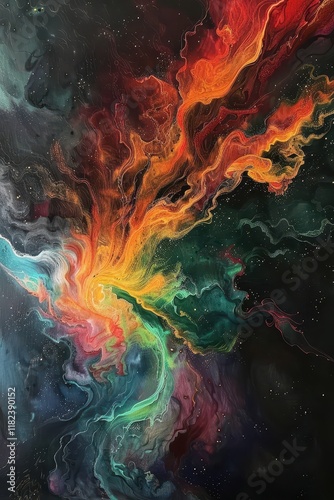 Wallpaper Mural Vivid swirling nebula of fiery colors in cosmic space fantasy Torontodigital.ca