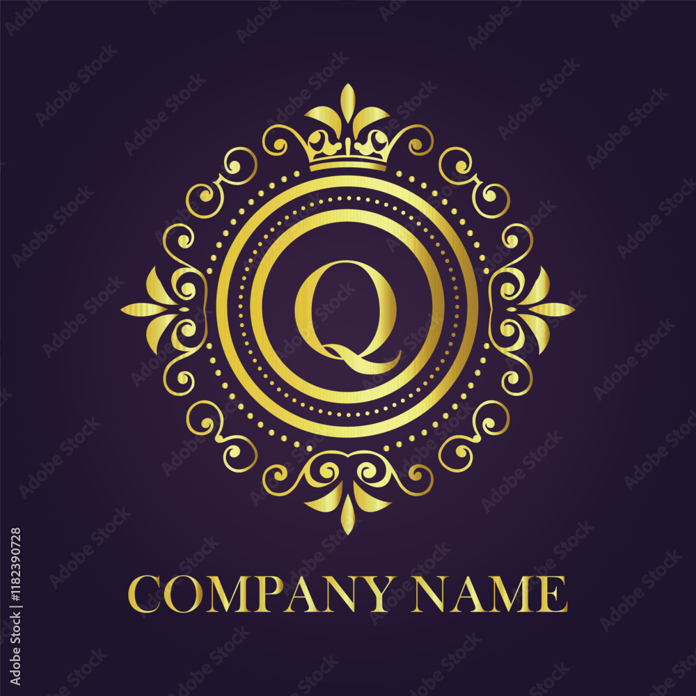 Fototapeta premium Letter Q luxury gold logo concept