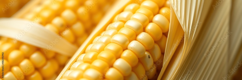 Harvested corn in close-up showing kernels and husk at a local farm Harvested corn in close-up showing kernels and husk at a local farm