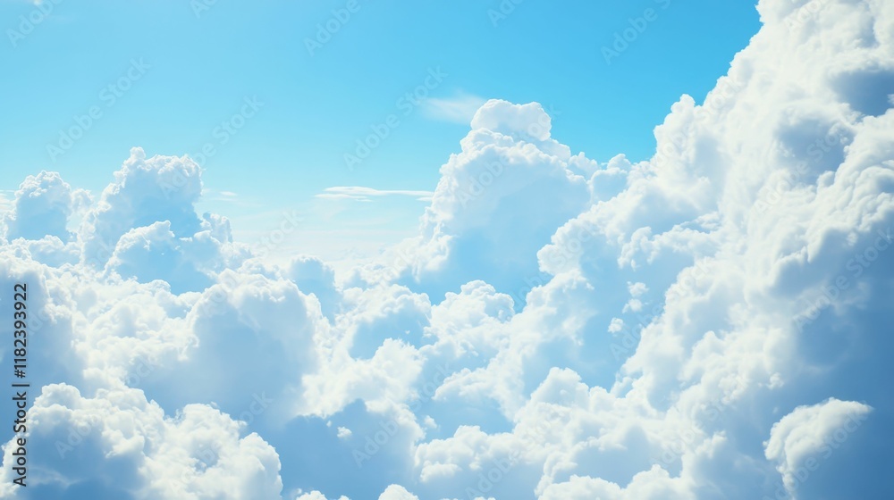Bright blue sky, fluffy white cumulus clouds. Bright blue sky, fluffy white cumulus clouds.