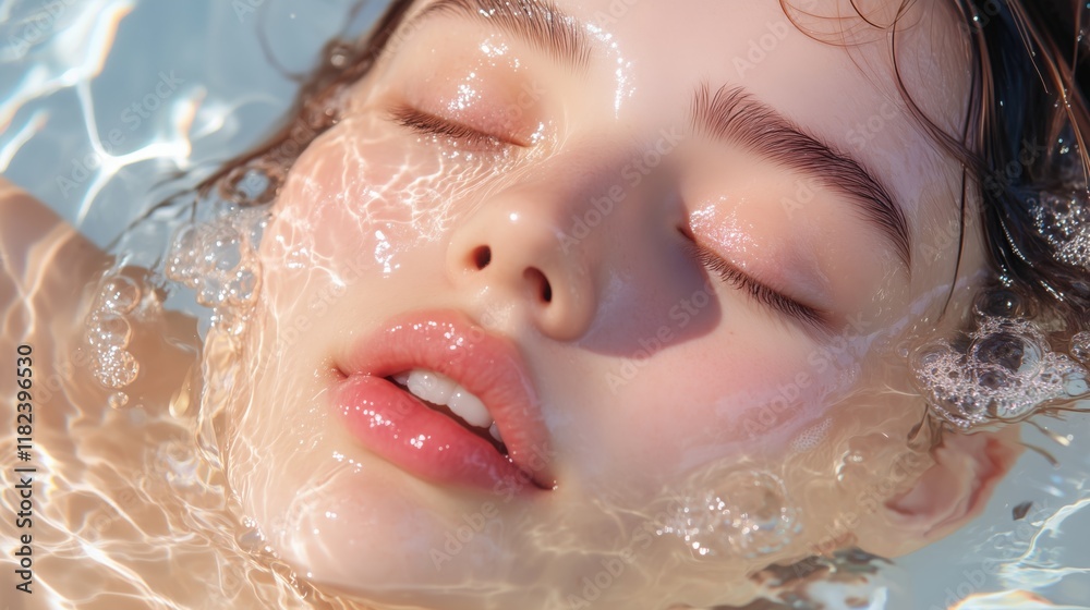 A woman is in a bathtub with water splashing around her face. She is smiling and she is enjoying the water A woman is in a bathtub with water splashing around her face. She is smiling and she is enjoying the water