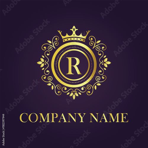 Letter R luxury gold logo concept