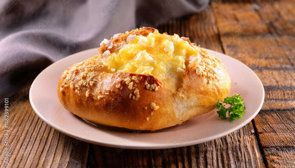 french roll with cheese and crumble for breakfast french roll with cheese and crumble for breakfast