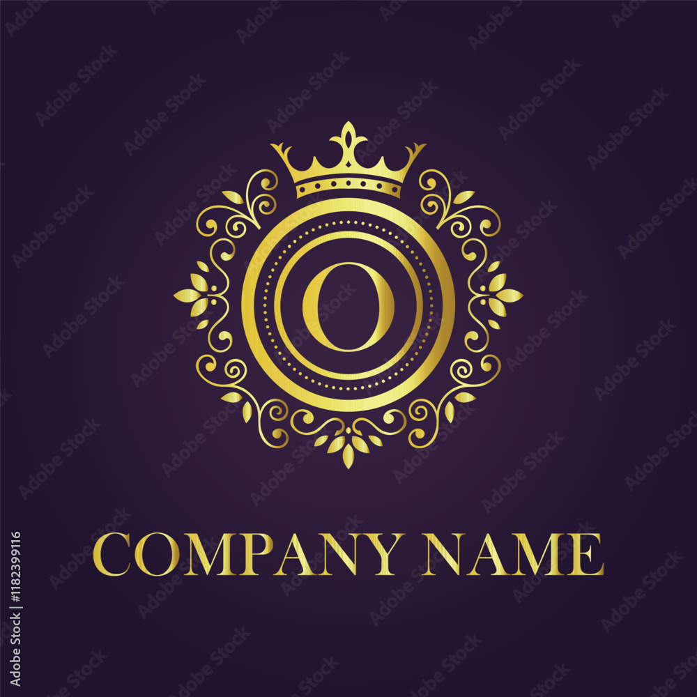 Fototapeta premium Letter O luxury gold logo concept