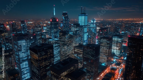 Wallpaper Mural dramatic urban nightscape with illuminated skyscrapers, light trails, and city infrastructure captured in ultra high resolution 8k quality Torontodigital.ca