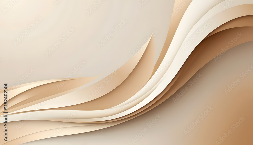 Fototapeta premium Abstract beige and white wavy lines background.