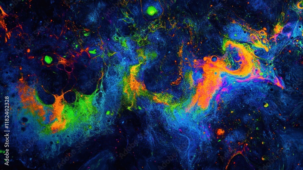 Vibrant neon swirls and colors in abstract art. Vibrant neon swirls and colors in abstract art.