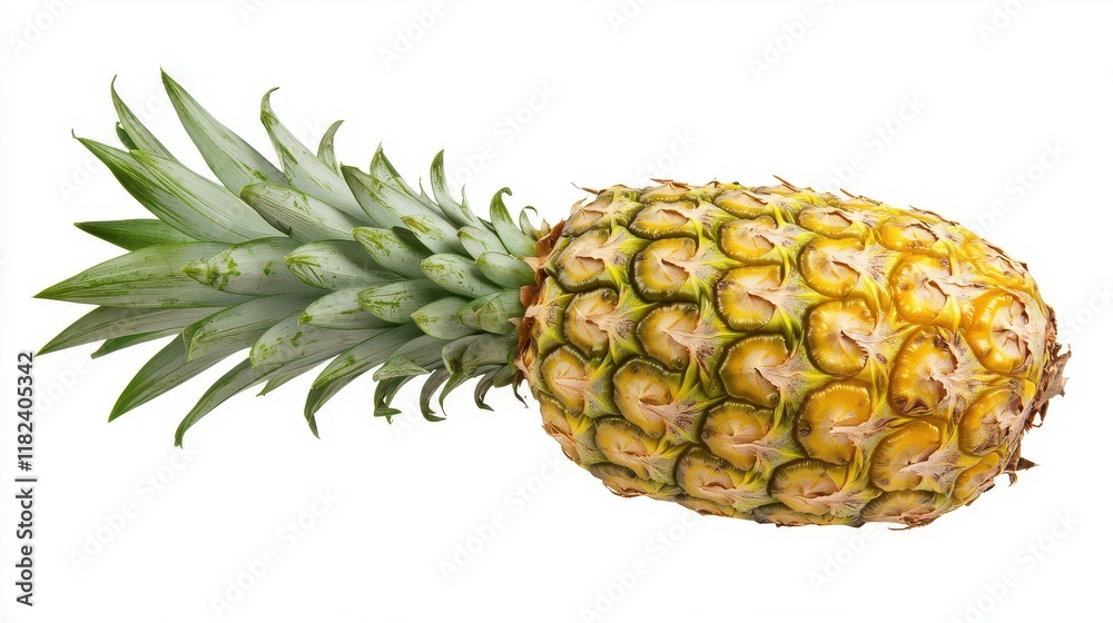 fresh whole pineapple with vibrant yellow-golden color and green crown leaves isolated on pure white background, perfect for commercial use fresh whole pineapple with vibrant yellow-golden color and green crown leaves isolated on pure white background, perfect for commercial use