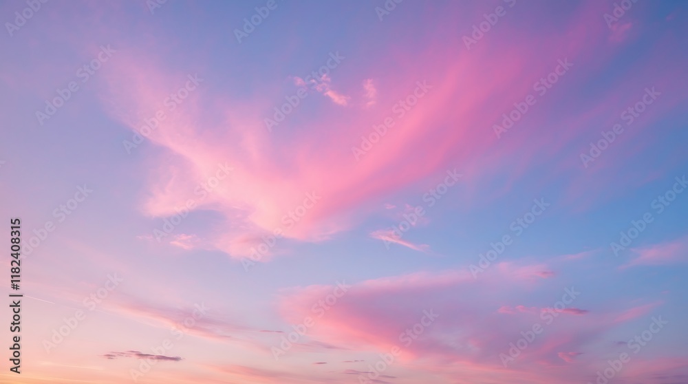 Pastel Sunset Sky: A Serene View of Pink and Blue Hues Pastel Sunset Sky: A Serene View of Pink and Blue Hues