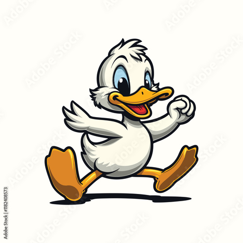 Cheerful Duckling Walking Vector Illustration photo