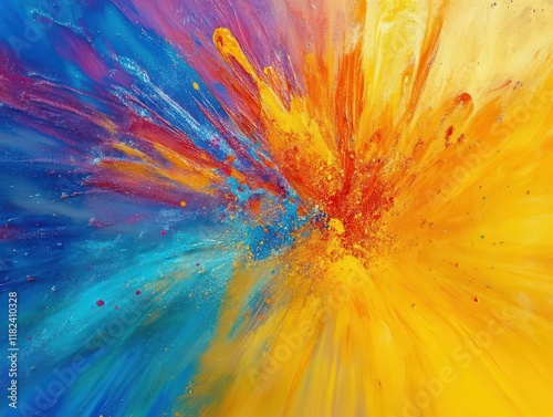 Wallpaper Mural dynamic color explosion vibrant multi-colored powder paint bursting in freeze motion creating abstract art photography Torontodigital.ca