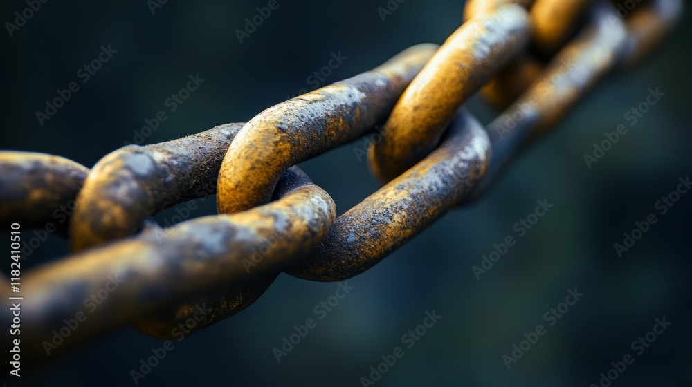 Rusty metal chain links, close-up view. Rusty metal chain links, close-up view.