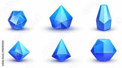 Free Download Geometric Blue Crystal Gems 3D Render Set - GFXLoad