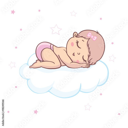 Vector greeting card. Baby shower card. Baby announcement card design element. It's a girl lettering. Baby shower party design element.